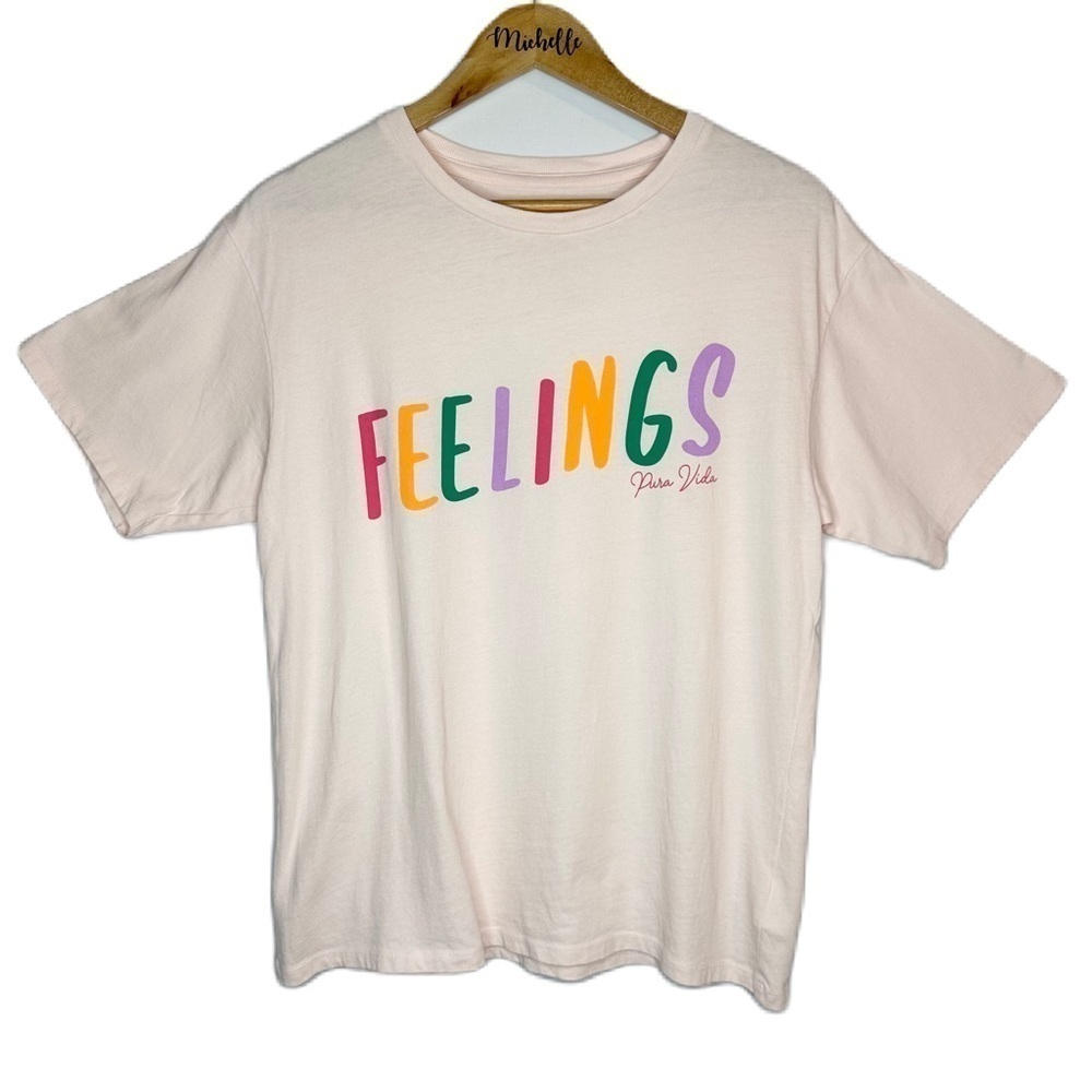 Pura Vida Pink Multicolor Feelings T-Shirt Women’s Size Small